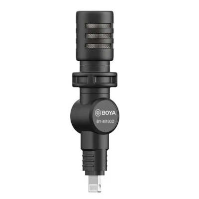 BOYA Mininature Condenser Smartphone Mic with Lightning Connector - Black